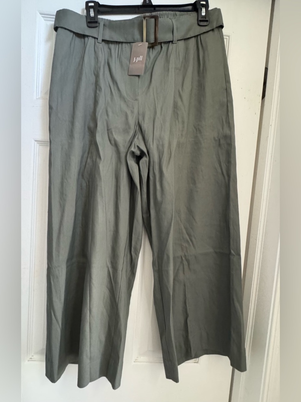 NWT J. Jill Olive Green Wide-Leg Belted Chinos